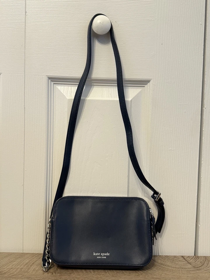 Kate Spade Owl Zibbi Nightcap Handbag Blue & Black Crossbody Purse - Image 2 of 3