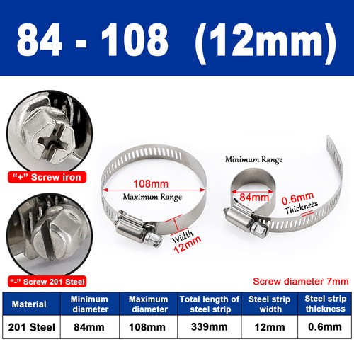 Stainless Steel Hose Clamps Jubilee Type Pipe Tube Clips 201steel 6mm To 289mm - Picture 66 of 82