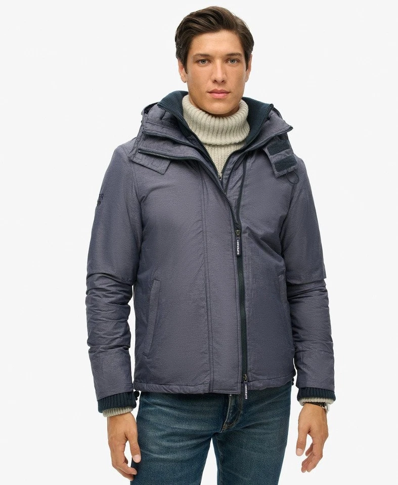Superdry Chaqueta Abrigo Con Capucha Arctic SD Windcheater Chaqueta Bolsillos con Cremallera Azul Marl Foto 2 de 4
