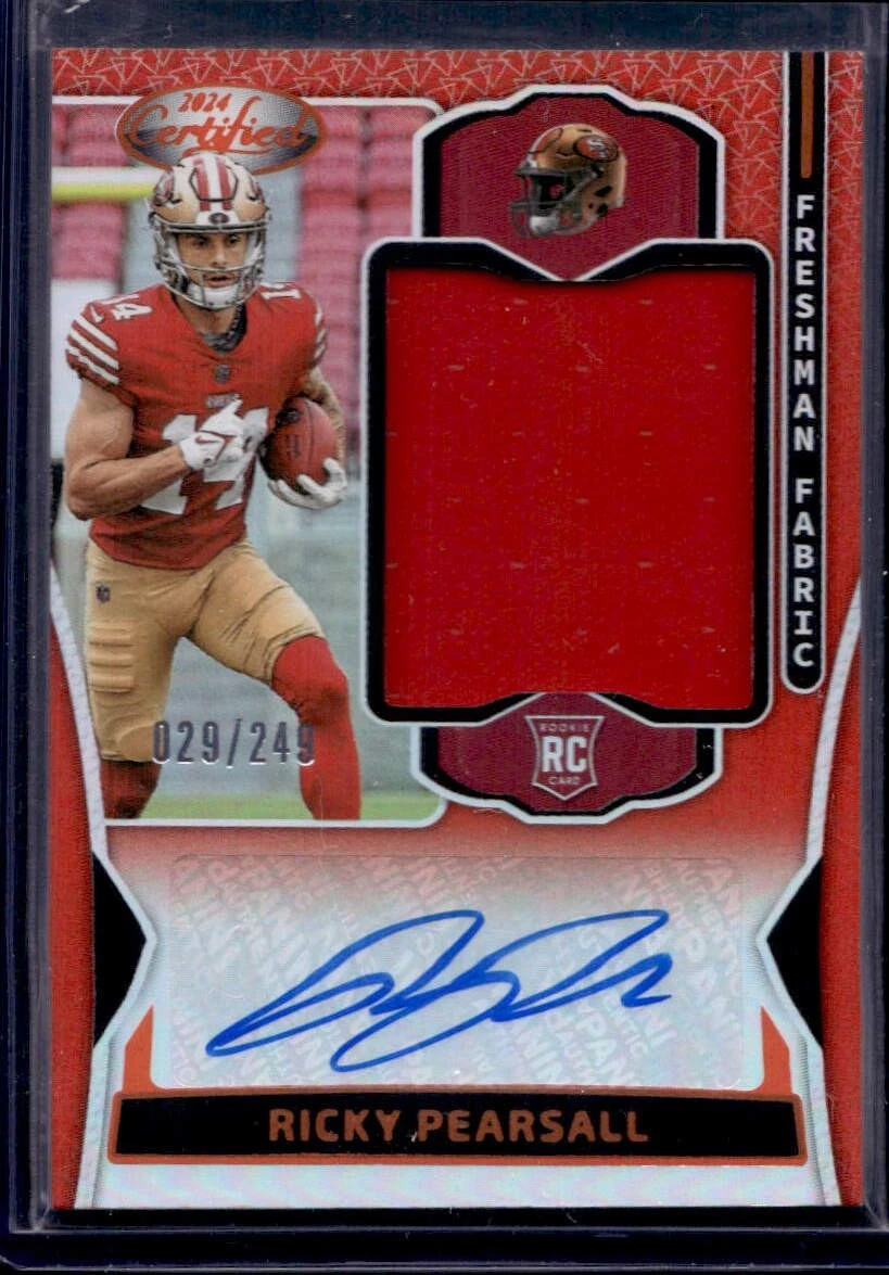 Ricky Pearsall 2024 Panini Certified Freshman Fabric Rookie Auto Orange /249
