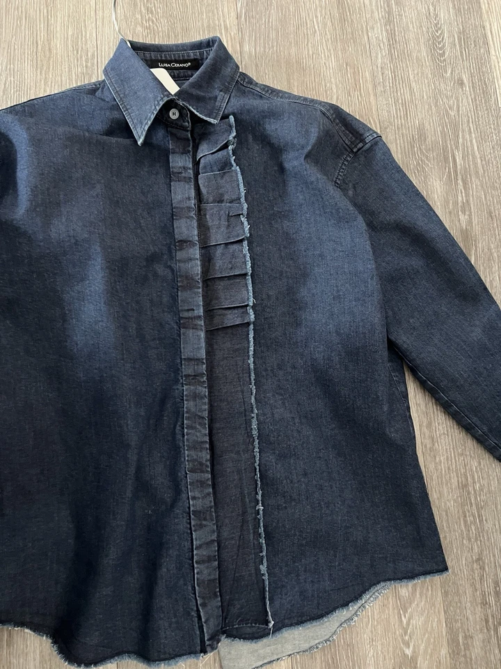 LUISA CERANO Bluse Jeansbluse Lang Gr. 40 Gebraucht - Bild 4 von 4