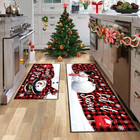 Let It Snow Christmas Snowman Kitchen Rugs and Mats Set of 2, Buffalo Plaid Wint