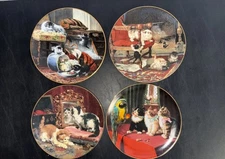Bradex Plates Victorian Cats Porcelain Lot Of 4 Vanity Fair Frisky Feline More