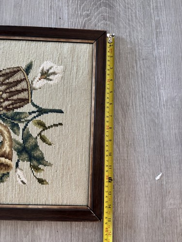 VTG Mid Century Needlepoint Musical Instruments Floral Large Finished Framed - Picture 11 of 12
