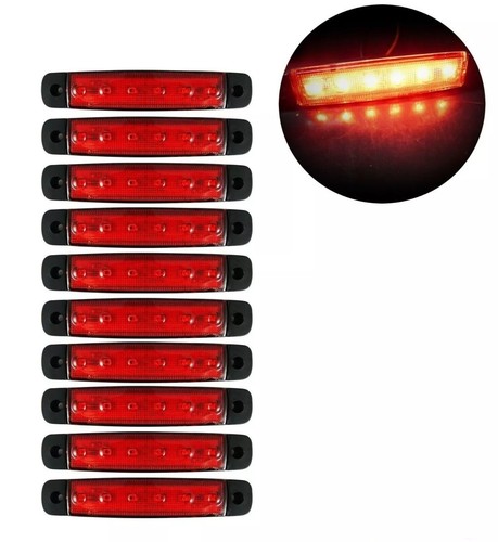 10 Pcs 12v Smd 6 Led Red Rear Side Marker Lamps Position Truck Trailer Lorry - Picture 1 of 9