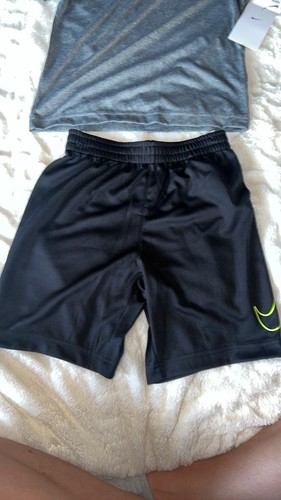 NWT Nike Little Boys 7 Black/Gray/Neon Yellow Swoosh Shorts Set - Picture 2 of 6