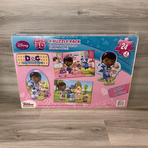 Disney’s Doc McStuffins Super 3D 4 Pack Puzzle Set In Wooden Box By Cardinal - Picture 5 of 10