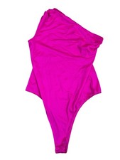 Nwt Neon Pink One Shoulder Bodysuit Size M