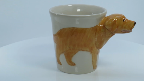 Taza Golden Retriever 3D * Pintada a mano en Tailandia * Nueva * ¡Envío gratis! - Vídeo 1 de 1