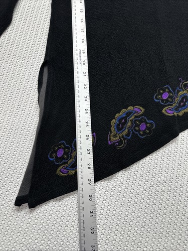 Mirasol Floral Print Textured Blouse Black Shirt Large Vintage - Picture 6 of 8