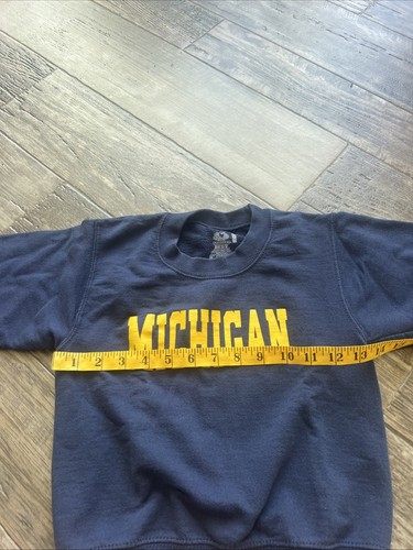 Vintage University Of Michigan Sweatshirt Kids Sz 6/8 Navy Blue Wolverines 90s - Picture 4 of 6