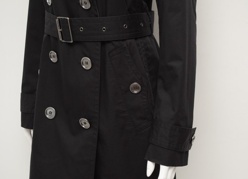 Authentic Women's Burberry Brit Cotton Black Trench Coat Size US 10,UK 12,IT 44 - Picture 6 of 15