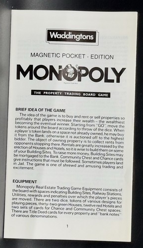 Vintage Waddingtons Monopoly Magnetic Pocket Edition Travel Board Game Complete - Picture 18 of 18