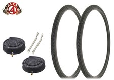 ALTA BICYCLE 27x 1 3/8 BLACK TIRES CHEVRON/HERRINGBONE w/33mm SCHRADER TUBES 6pc