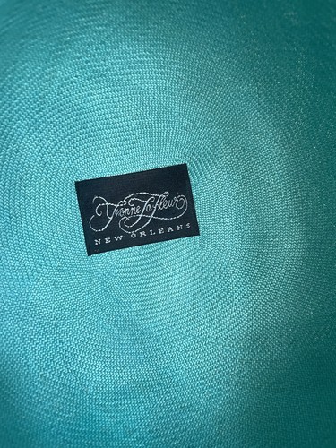 RARE Yvonne LaFleur Designer New Orleans Millinery Brim Turquoise Hat Vintage - Picture 9 of 16
