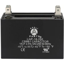 Appli Parts Fan Capacitor 18 mfd (microfarads) uf 250 VAC with 4 Terminal Connec