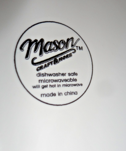 MASON CRAFT & MORE WHITE EMBOSSED MASON 4 PEICE 2 SALAD 9" & 2 DINNER PLATES 11" - Picture 13 of 18