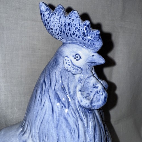 Tuscany Dawn Rooster Cookie Jar Artimino Blue White Large Very Detailed EUC - Picture 2 of 13
