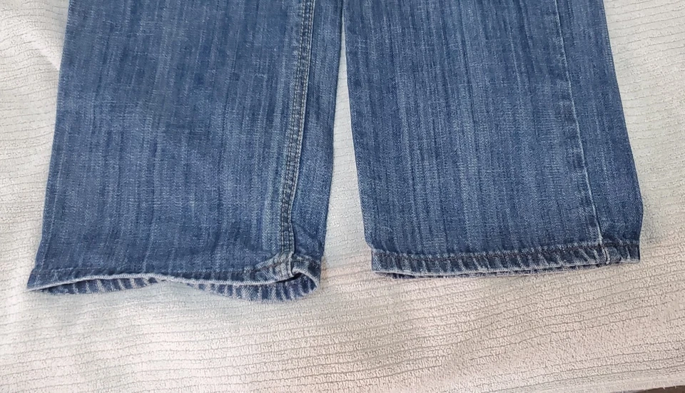 Pantalones de mezclilla Indigo Star para hombre 34x30 desgastados pierna recta lavado medio  Foto 4 de 4