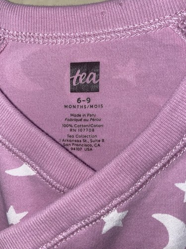 Tea Collection Romper Mixed Pattern Print Cotton Size 6-9m Pink Moon Stars Snap - Picture 4 of 6