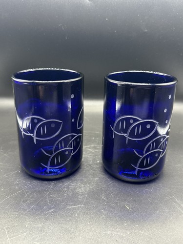 Rolf Glas Recycelt Geätzt Fisch Becher Gläser 2er Set EUC - Bild 3 von 6