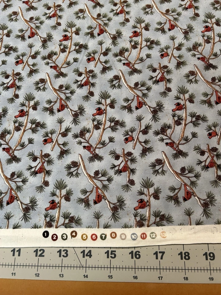 Moosehead Lodge Teresa Kogut Cardinals Winter Holiday Fabric BTY Quilting Sewing - Image 3 of 4