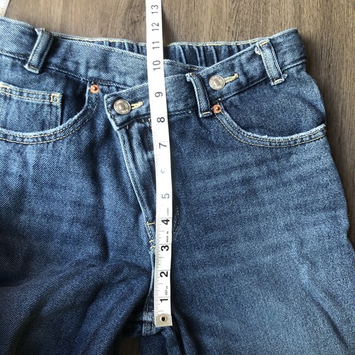 Zara Wide Leg Jeans Girls 13/14 Blue Denim Criss Cross Waist Elastic Adjustable - Picture 7 of 9