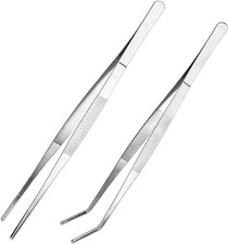 Kitchen Long Tweezers Set, 2 PCS 12 Inch Stainless Steel Food Tweezers with Pre