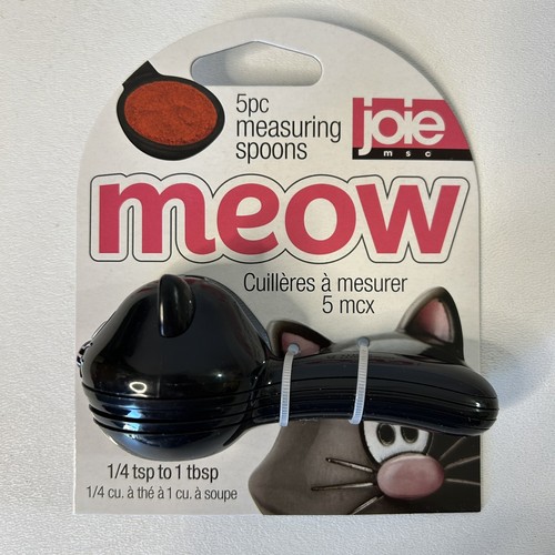 Joie Meow Black Cat Baking 5 Piece Stackable Nesting Measuring Spoons Retro Look - Picture 7 of 7