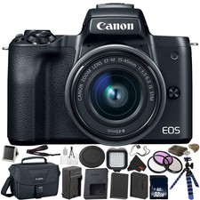 Canon EOS M50 Mirrorless Digital Camera with 15-45mm Lens Bundle with 32GB