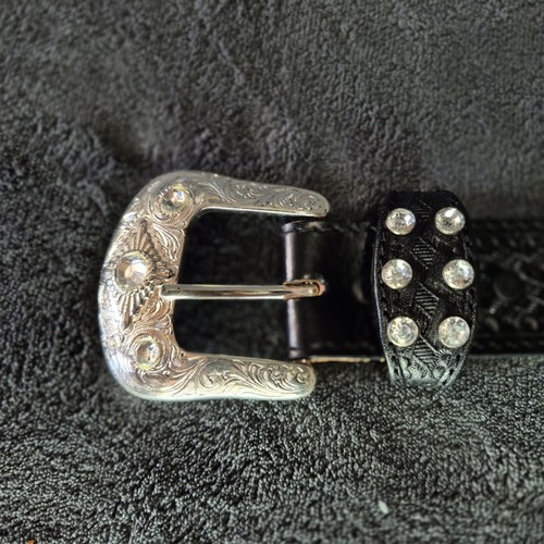 Cinturón de cuero negro cristal Tony Lama 32 vaquera occidental para mujer - Imagen 6 de 6