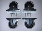 4 IKEA 40mm Caster Wheels, Fixed, Steel, Gray  + 8 Screws  Part # 111401 109566