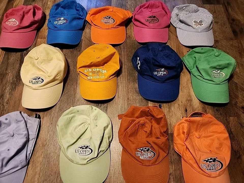 Lote De 13 Sombreros De Colección Tenis US Open Gorras Bordadas Ajustables 2002-2018 Foto 3 de 4