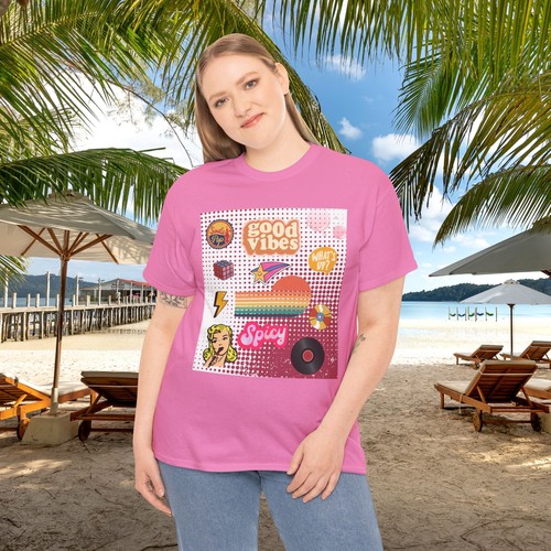 Good Vibes Retro T-Shirt, 70er 80er Damen Grafik Tee, Vintage Spicy Style Shirt - Bild 6 von 34