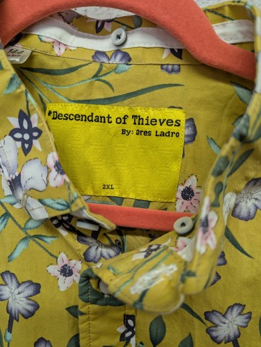 Descendant of Thieves Shirt Mens 2XL Camp Button Up Floral Hidden Stash Pocket - Picture 2 of 8