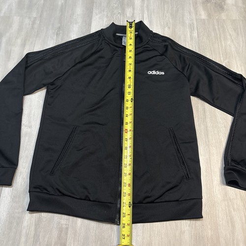 Adidas Full Zip Track Bomber Jacket Boys Kids Medium 12/14 Black Pockets - Picture 4 of 6