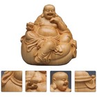 1Pc Sittng Ingot Treasure Maitreya Buddha Ornament Wood Ornament Buddhist Decor