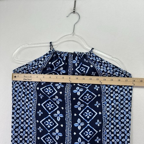 Tommy Bahama Damen XS Geo Blumenmuster ärmelloses Kleid Quaste Tie Back blau - Bild 5 von 11