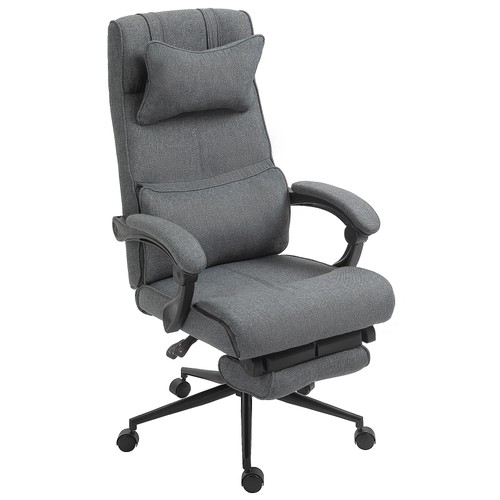 Office Desk Chair Home Ergonomic Adjustable Rolling Linen Reliner W/ Footrest - Picture 4 of 11