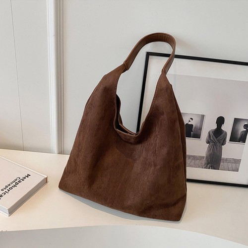 Suede Tote Bag For Women,Brown Suede Handbag,Suede Shoulder Bag,Office Tote H... - Picture 5 of 6