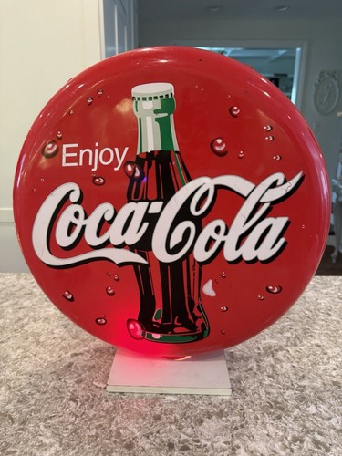 Coke Vtg Light Up Sign On Stand As Is Advertising Plastic Round - Picture 4 of 22