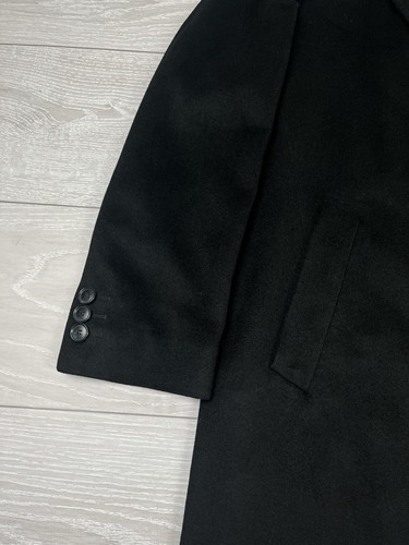 Hugo Boss Vintage 100% Cashmere Black Long Three Buttons Coat Mens Size 52 - Picture 7 of 13