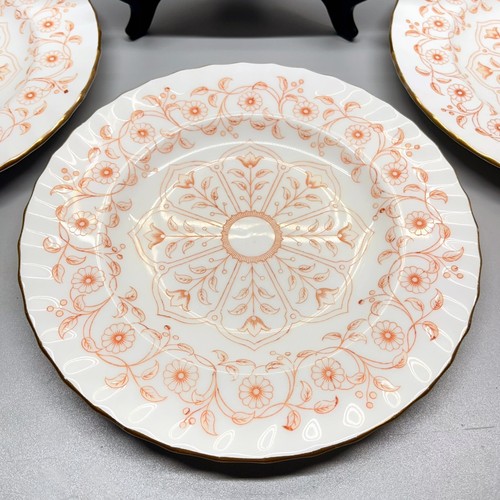 4 Vintage Royal Crown Derby Rougemont Salatteller Bone China orange Blumenmuster - Bild 9 von 24