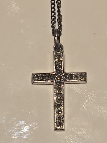 Collar colgante cruz plata esterlina vintage cristianismo  - Imagen 1 de 12