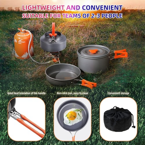 Camping Cooking Set Camping Cookware Outdoor Aluminum Mess Kit with Frying Pa... - Picture 8 of 9