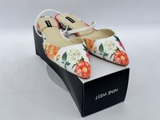 Nine West Gorga 2 Mules Dress Flats Womens Pointed Toe Floral White Size 12M NIB