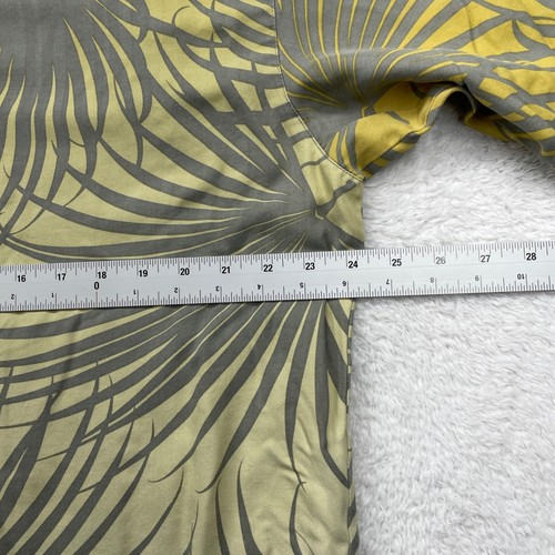 Camicia Tommy Bahama seta bottoni foglia di palma tropicale floreale giallo grigio uomo L - Foto 4 di 6