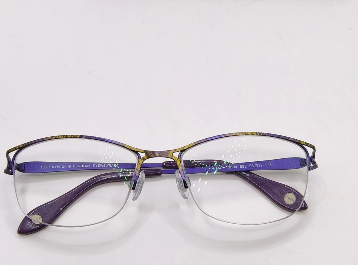 Fysh UK Eyeglasses Frames ONLY 3438 582 Pink Purple Rectangle Full Rim 51-18-135 Fysh Eyeglasses Frames Only, FYSH 3486 293, 51-18-135  main image 3