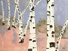 Lofsness  Oil Painting "Abstract Landscape with Trees" art 30 x 40 free shipping