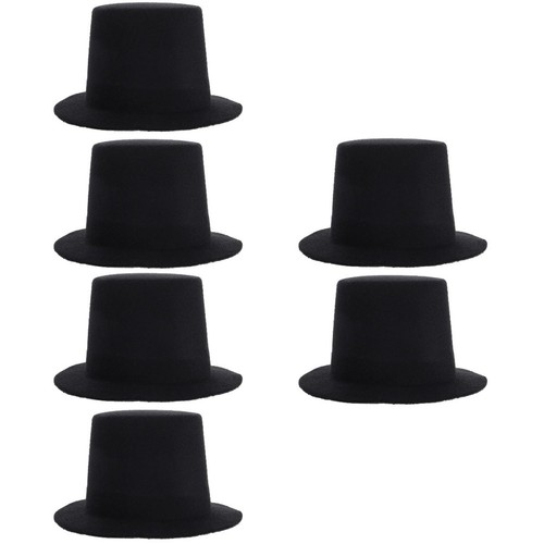  6 pcs Mini Black Tops Hats Miniature Formal Hats Doll Outfits Accessory for DIY - Picture 1 of 12